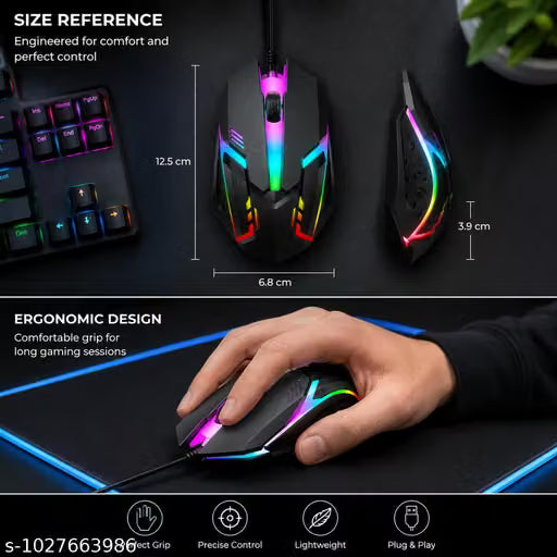 RGB Gaming Mouse High Performances Wired Optical Mouse for Computer