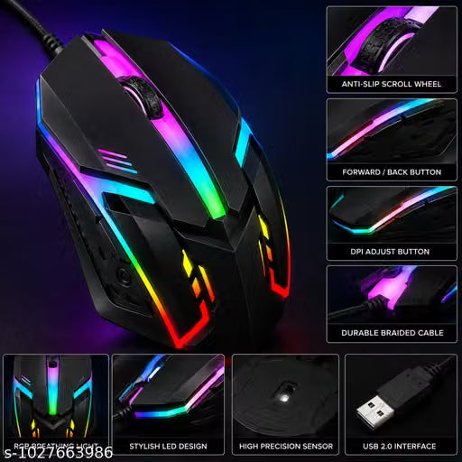 RGB Gaming Mouse High Performances Wired Optical Mouse for Computer