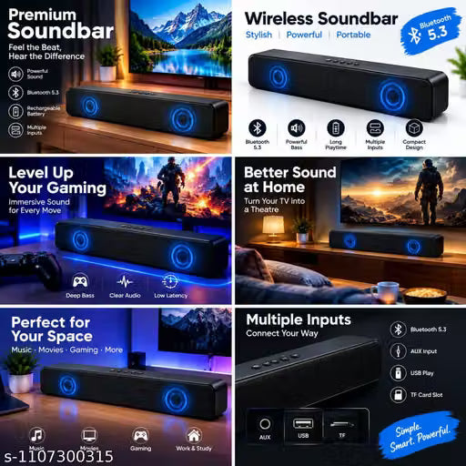 Bluetooth Speaker Sound Bar for TV TV Soundbar Powerful Bass Speaker Portable Soundbar