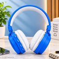 Bluetooth Wireless Headphones with Adjustable Headband, Blue & White Over-Ear Headset