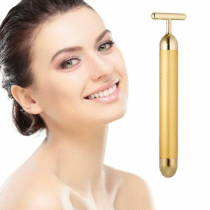 24k Gold Energy Beauty Bar Electric Vibration Facial Massager T-Shaped Anti-Wrinkle | 6000 Vibrations/Min | Waterproof | Dual Head Design