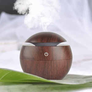 Wooden Cool Mist Humidifier Aroma Diffuser – Essential Oil Compatible 150ml Capacity | LED Lights | Auto Shut-off | Beige Wood Finish