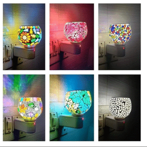 Multicolor Ceramic Aroma Diffuser Kapoordani – Traditional Oil Burner LED Night Light | Switch Control | Camphor & Essential Oil Compatible | Ceramic Design