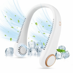 Portable Neck Fan – Rechargeable Personal Bladeless Mini Neckband Fan 72 Air Outlets | 360° Cooling | USB Rechargeable | Hands-Free Design | Travel-Friendly